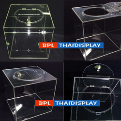 กล่องจับรางวัลอะครีลิค (รุ่นฝาบน-หยอดบน) ขนาด40x40x40cm.