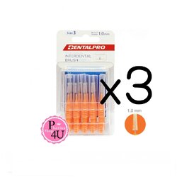 (ซื้อ3 ราคาพิเศษ)แปรงซอกฟัน DentalPro I shape ไซส์ 3 (สีส้ม) แพ็ค 10 ชิ้น