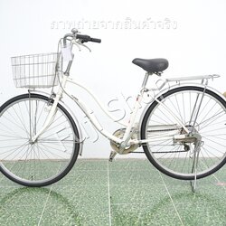 จักรยานแม่บ้านญี่ปุ่น - ล้อ 26 นิ้ว - เกียร์ 6 สปีด - สีขาว [จักรยานมือสอง]
