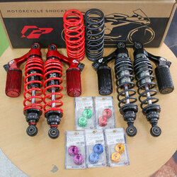 โช๊ค Profender HONDA MONKEY 125 สีดำ-สีแดง สูง335mm ปรับลดเตี้ยได้ 10MM ราคา12900 แถมเม็ดปรับคอมเพสชั่นแต่ง ราคา650 ฟรี