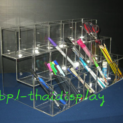 กล่องใส่ปากกาอะครีลิคสีใสแบบ3ชั้น18ช่อง รุ่นตั้งโต๊ะ