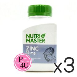 (ซื้อ3 ราคาพิเศษ) ZINC 15 MG NUTRI MASTER 30 Capsules