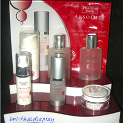 ถาดวาง สินค้าเครื่องสำอาง เทสเตอร์ ใช้สีแดง/ขาว พร้อมงานพิมพ์