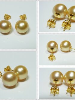 ต่างหูไข่มุก south sea 9-10 มิล ตัวเรือน 14k สีทองกลาง เกรด AAA