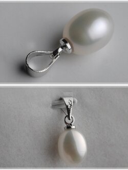 จี้ไข่มุกแท้ ตัวเรือนเงิน ทรงไข่ 8-9 มิล