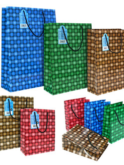 Shopping Bag with rope handle Plaid pattern B