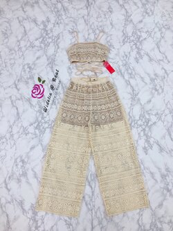 JSD Set เซ็ทเสื้อครอปสายเดี่ยวกับกางเกงขาบานแสนสวย