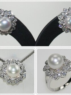 ชุดเซ็ตตัวเรือนไข่มุกแท้ ดอกไม้