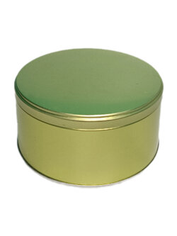 Tin Circle Box Metal กล่องเหล็กทรงกลมสีเขียว กระป๋องคุกกี้ฝาก๊อก