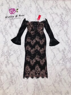 Korea เดรสปาดไหล่ตัวยาวสวยสุด Sexy บอกเลยแพทเทิ้ลสวยเนี๊ยบสุดๆ