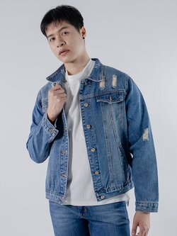 เสื้อยีนส์แจ๊กเก็ต แขนยาว ผู้ชาย