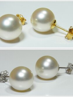 ต่างหูไข่มุก south sea 9-10 มิล ตัวเรือน 14k สีขาวอมชมพู เกรด AAA