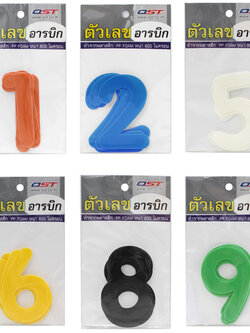 แผ่นตัวเลข 0-9 2.5นิ้ว บรรจุเลขเดียวสีเดียว