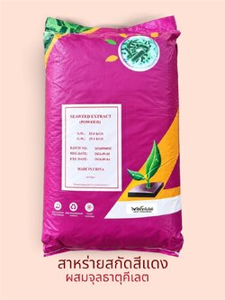 Red Chelate Seaweed Extract สาหร่ายสกัด สีแดง ผสมธาตุรองเสริมคีเลต ละลายน้ำ 100% เร่งราก กระตุ้นยอด ใบเขียวหนา ฟื้นต้นโทรม ขยายขนาดผล บรรจุ 25 กก.