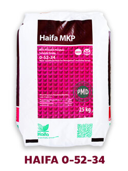 Haifa MKP 0-52-34 KH2PO4 Monopotassium Phosphate ปุ๋ยเกล็ด Haifa MKP จากอิสราเอล บรรจุ 25 กิโลกรัม