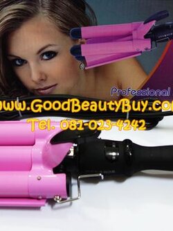 เครื่องทำผมลอนสไตล์เกาหลี เครื่องหนีบผมแกนสามลอน เครื่องม้วนผม ทำผมลอน ขนาดลอนใหญ่ 25mm (Junma Professional Hairdressing HE10)