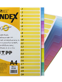20 Tabs Index Divider A4 DX-656 Translucent Multi-Colors