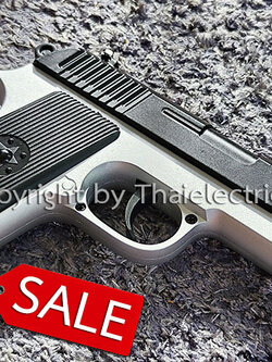 ปืนอัดลมเหล็ก C3 ชักยิงทีล่ะนัด สีทูโทน ลำกล้องยาว 6.5 นิ้ว หนัก 436 กรัม ใช้ลูกกระสุนพลาสติก 6 มิล