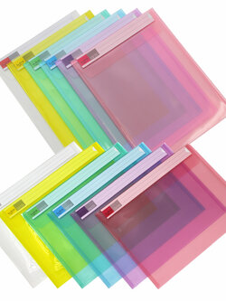 Self-Locking Plastic Envelopes A4 Translucent Colors