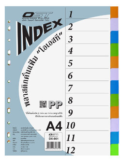 12 Tabs Index Divider A4 DX-861 Multi-Colors