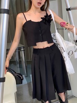 Korea Set เสื้อสายเดี่ยวกับกางเกงจีบ