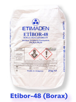 Etibor-48 ผงจุลธาตุโบรอน 15% บอแรกซ์ (Borax Pentahydrate หรือ Disodium Tetraborate Pentahydrate) บรรจุ 25 กิโลกรัม