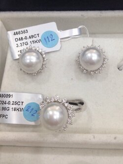 เซ็ตไข่มุก south sea 10.5-11 มิล ตัวเรือน 18k สีขาว เพชรแท้ น้ำ 97 เกรด AAA