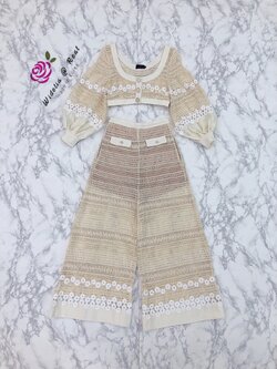 Janesuda Set เซ็ทเสื้อครอปแขนพองกับกางเกงขายาวแสนสวย