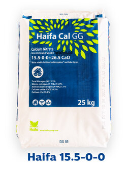 Ca(NO3)2 Haifa Cal GG แคลเซียมไนเตรท 15.5-0-0+26.5CaO Calcium Nitrate ไฮฟ่า อิสราเอล จีเกรด บรรจุ 25 กิโลกรัม