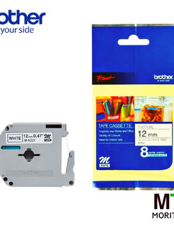 เทปพิมพ์อักษร BROTHER M Tape 12 mm. - อักษรดำพื้นขาว M-K231