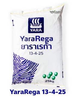 ปุ๋ยเม็ดระบบน้ำ/ทางดิน ยาราเรก้า สุตร YaraRega 13-4-25 (+โบรอน&สังกะสี) บรรจุ 25 กิโลกรัม