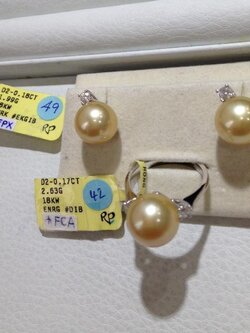 เซ็ตไข่มุก south sea 10-11 มิล ตัวเรือน 18k สีทอง เพชรแท้ น้ำ 97 เกรด AAA