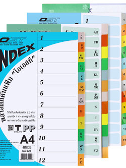12 Tabs Index Divider A4 Multi-Colors