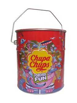 Chupa Chups Assorted Metal Box Lollipops ลูกอมจูปาจุ๊ปส์ถังเหล็ก อมยิ้มขนาด 11 กรัม จำนวน 150 ไม้