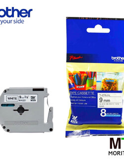เทปพิมพ์อักษร BROTHER M Tape 9 mm. - อักษรดำพื้นขาว M-K221