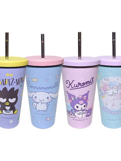 Tumbler 500 ml Sanrio Stainless Steel Cup with Straw แก้วน้ำสแตนเลสเก็บความร้อน/ความเย็น ลายการ์ตูนซานริโอ ขนาด 500 มล. เฮลโลคิตตี้ แก้วเยติ