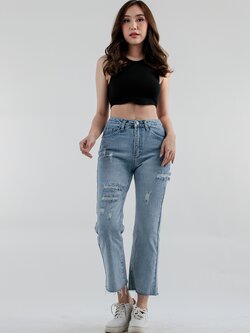 กางเกงยีนส์ขาเต่อ ผู้หญิง