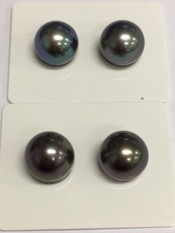 ต่างหูไข่มุก south sea สีดำ ขนาด 11-12 มิล เกรด AA ก้านเงินแท้