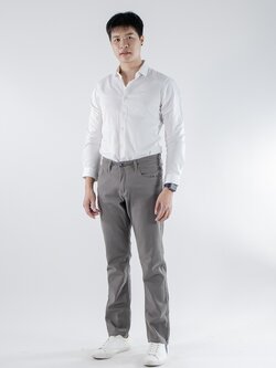 กางเกงยีนส์ขายาว กระบอกเล็ก สีครีม ผู้ชาย