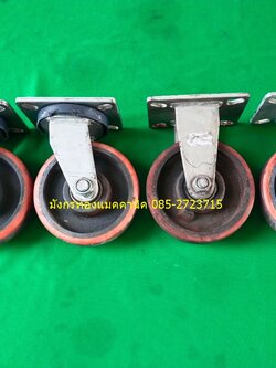 ลูกล้อโพลียูรีเทน ขนาด 6 นิ้ว ล้อหมุน 2 ล้อ ล้อตาย 2 ล้อ โครงล้อหนามาก แข็งแรง รับน้ำหนักได้ดี ยางยังสภาพดี