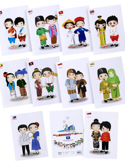 สมุดเขียน B5 ปกพลาสติก ลายชุดประจำชาติอาเซียน