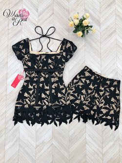 Korea Set ลูกไม้ เสื้อแขนสั้นกับกางเกงขาสั้น