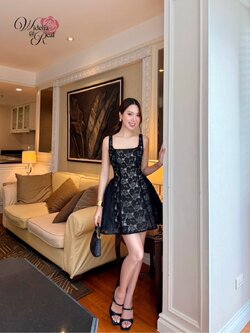 Korea Dress เดรสสายเดี่ยว ด้านหลังร้อยเชือกผูกโบว์