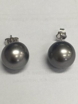 ต่างหูไข่มุก south sea 9-10มิล สีดำ เกรด AAA ก้าน 14k