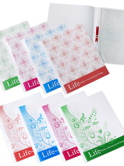 แฟ้มสัมมนา A4 พร้อมลิ้นแฟ้มและซองพลาสติก ปกพิมพ์ลายแอนทีค