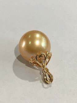 จี้ไข่มุก south sea 12-13 มิล ตัวเรือน 18k สีทองเข้มอมส้ม เกรด AAA