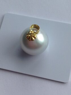 จี้ไข่มุก south sea 13-14 มิล ตัวเรือน 18k สีขาวประกายเงิน เกรด AAA