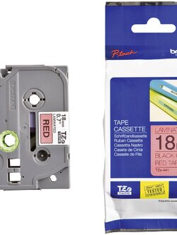 เทปพิมพ์อักษร BROTHER 18 mm. - อักษรดำพื้นแดง TZE-441