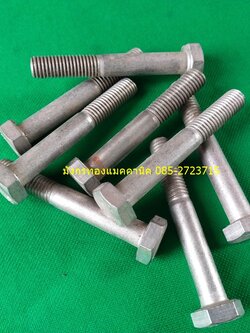 น็อตหัวเหลี่ยมสแตนเลส ขนาด 10x70 mm. เกลียวดี แม่เหล็กดูดไม่ติด