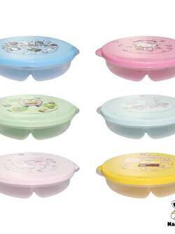 Bento Circle Sanrio Hello Kitty My Melody Food Box Set Variant กล่องข้าวทรงกลมเฮลโลคิตตี้สีแดง ลายการ์ตูนซานริโอ ใส่อาหาร 2 ช่อง